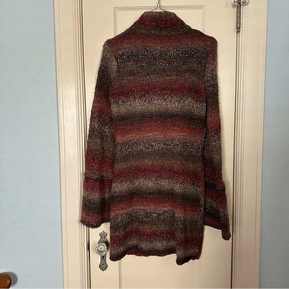 Prana Cardigan Ombre Earth Tones Longline Knit Bell Sleeves Fit & Flare Size M - Picture 3 of 12